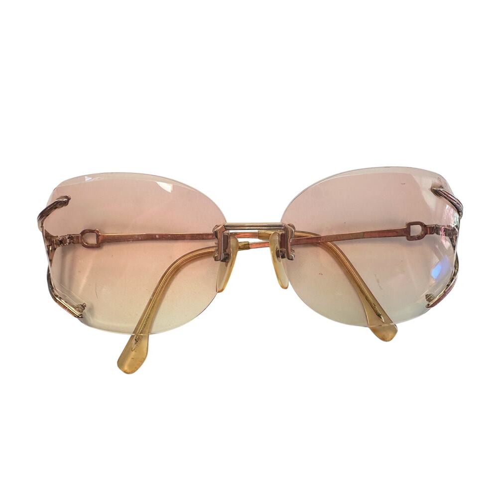 YSL - Yves Saint Laurent Amber / Rose Colored Rimless Sunglasses with Case - Picture 3 of 16